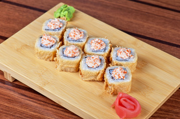 cream cheese and tobico sushi roll
