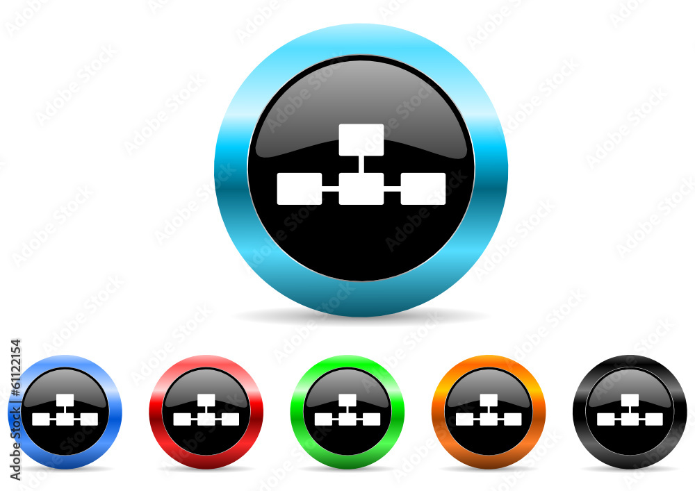 Poster database icon vector set