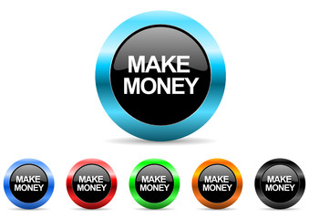 make money icon vector set