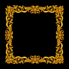 Golden vintage frame isolated on white background