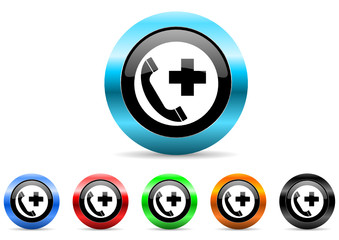 emergency call icon vector set