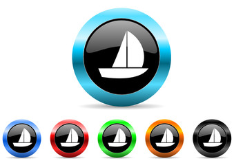 yacht icon vector set