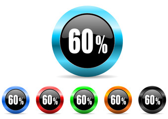 60 percent icon vector set