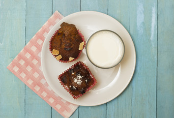 Homemade Muffins and Milk