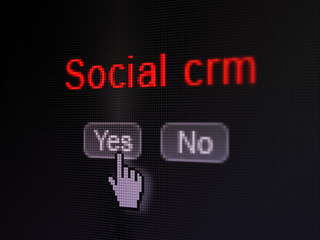 Finance concept: Social CRM on digital computer screen