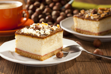 cheesecake with nuts on plate
