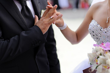 Obraz na płótnie Canvas Wedding Ring on Groom's Finger