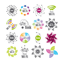 Collection of vector logos Wifi connection