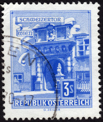 Postage stamp showing  the Swiss Gate in Vienna, Austria