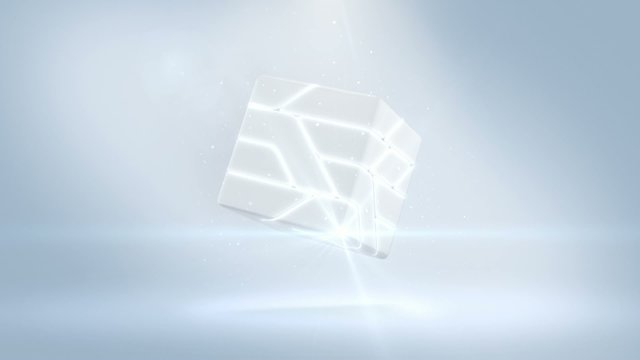 Sci-Fi Logo Reveal  Assembly and disassembly hi-tech Cube White.