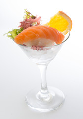 Salmon nigiri in goblet