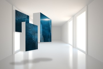 Composite image of digital city on abstract screen