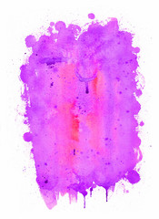 Abstract watercolor painting. Purple, red and pink colors