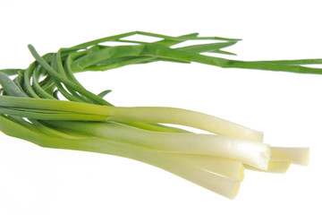 A bunch of green onion isolated on white