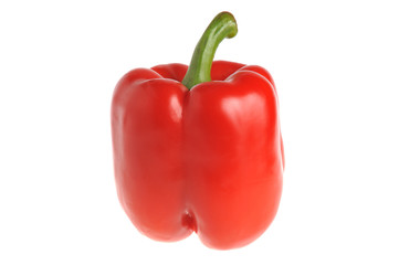 A red pepper with stem isolated on white