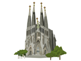 Naklejka premium Sagrada Familia church vector illustration