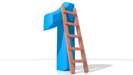 Blue Number One with ladder
