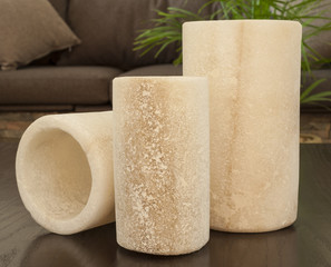 Ornate rock salt on a table in lounge