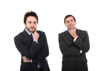 Two Businessman standing on a white background