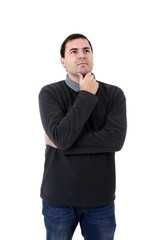 young casual man portrait in a white background