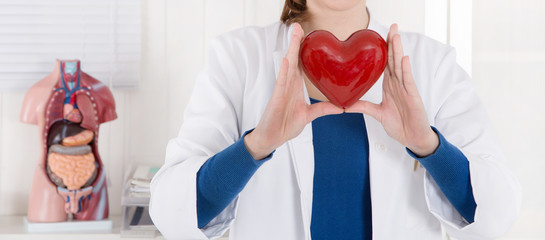 Arzt hält Herz in der Hand - Konzept für Gesundheit und Infarkt