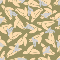 seamless background: sea ??turtle