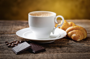 Black coffee, a cup of beans