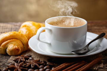 Black coffee, a cup of beans