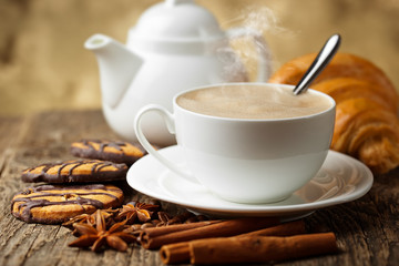 Black coffee, a cup of beans