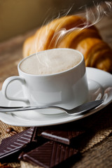 Black coffee, a cup of beans