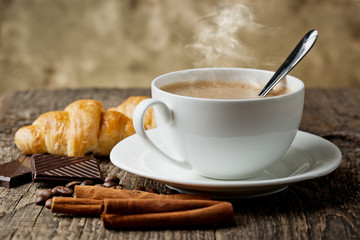 Black coffee, a cup of beans