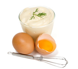 Mayonnaise ingredients isolated on white background