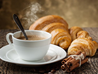 Black coffee, a cup of beans