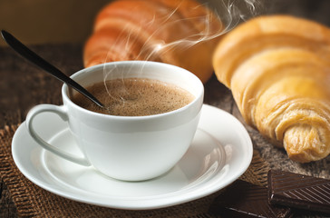Black coffee, a cup of beans