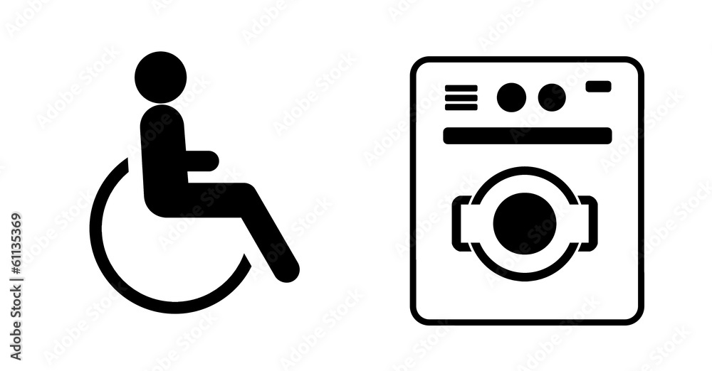 Sticker Personne handicapée et une machine à laver le linge