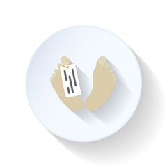 Tag on the corpse (in feet) flat icon