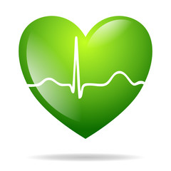 gr&uuml;nes Herz mit EKG Kurve