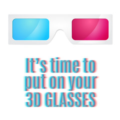 3D cinema glasses vector poster with typography