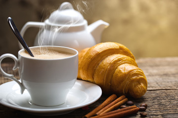 Black coffee, a cup of beans