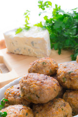 rissole with mould cheese and parsley