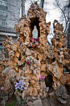 Our Lady statue in front of St. Michael's Church in Beijing
