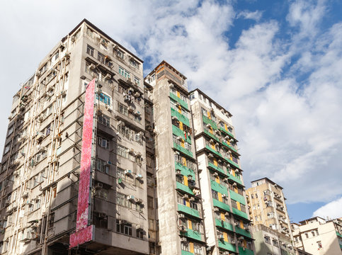 Old Crowded Apartments in Hong Kong