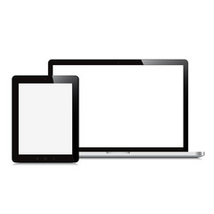 laptop and tablet on white background