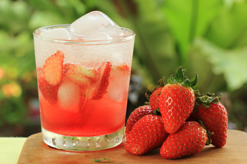 Strawberry soda juice
