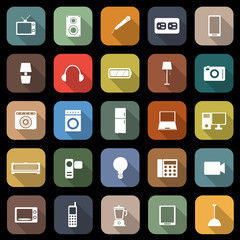 Electrical Machine flat icons with long shadow