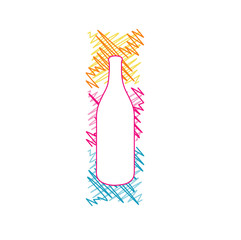 Bottle with colorful sketches