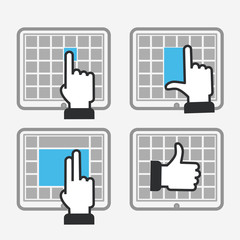 Obraz premium Modern tile interface with basic gestures to work with tablet co