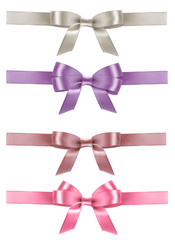 Set of colorful gift bows with ribbons. Vector illustration.