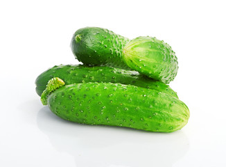 green cucumbers  isolated on white background