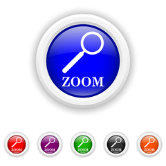 Zoom with loupe icon - six colours set vector